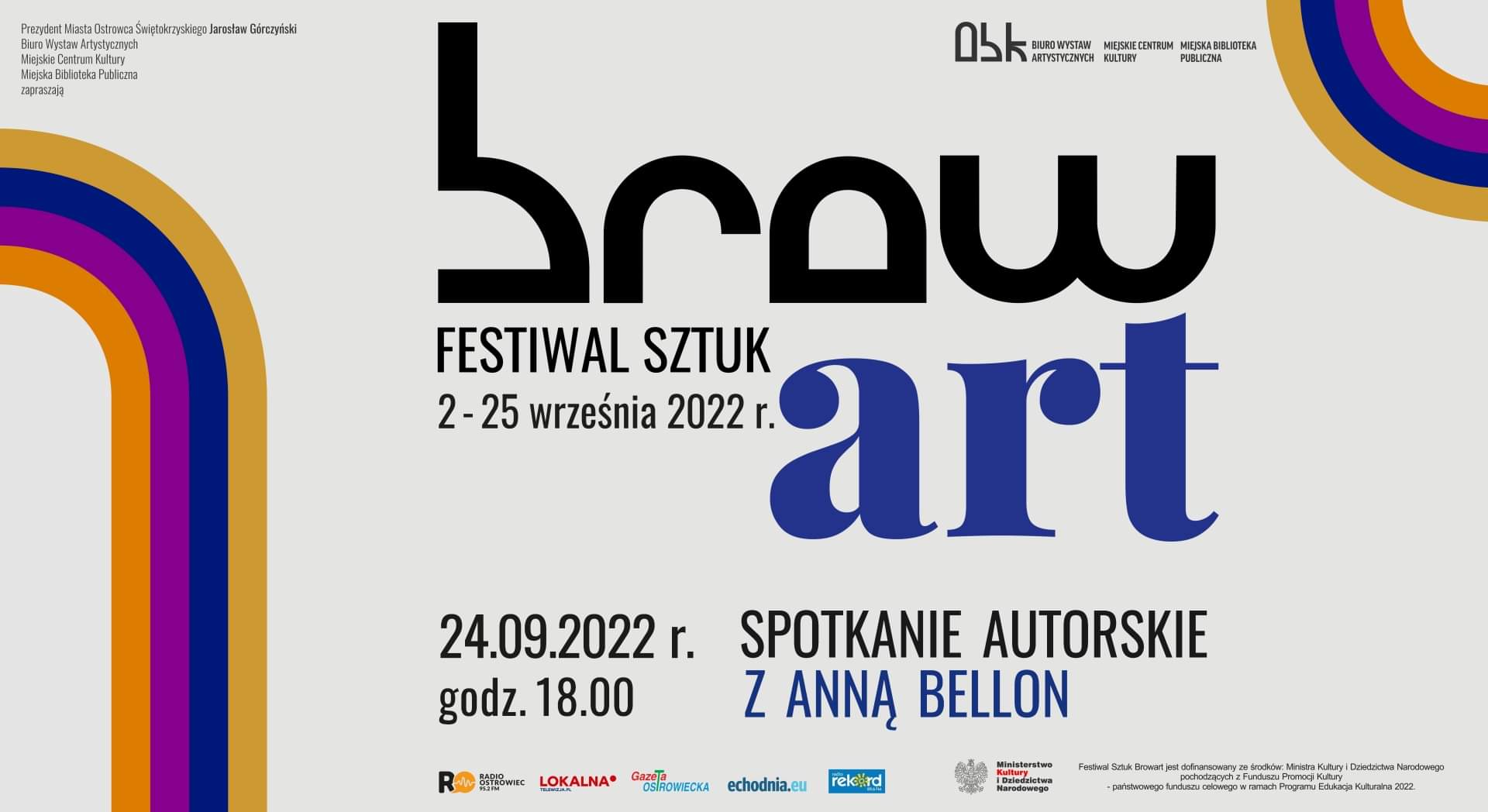 Festiwal Sztuki brow art. 11 września 2022 spotkanie autorskie z Anną Bellon
